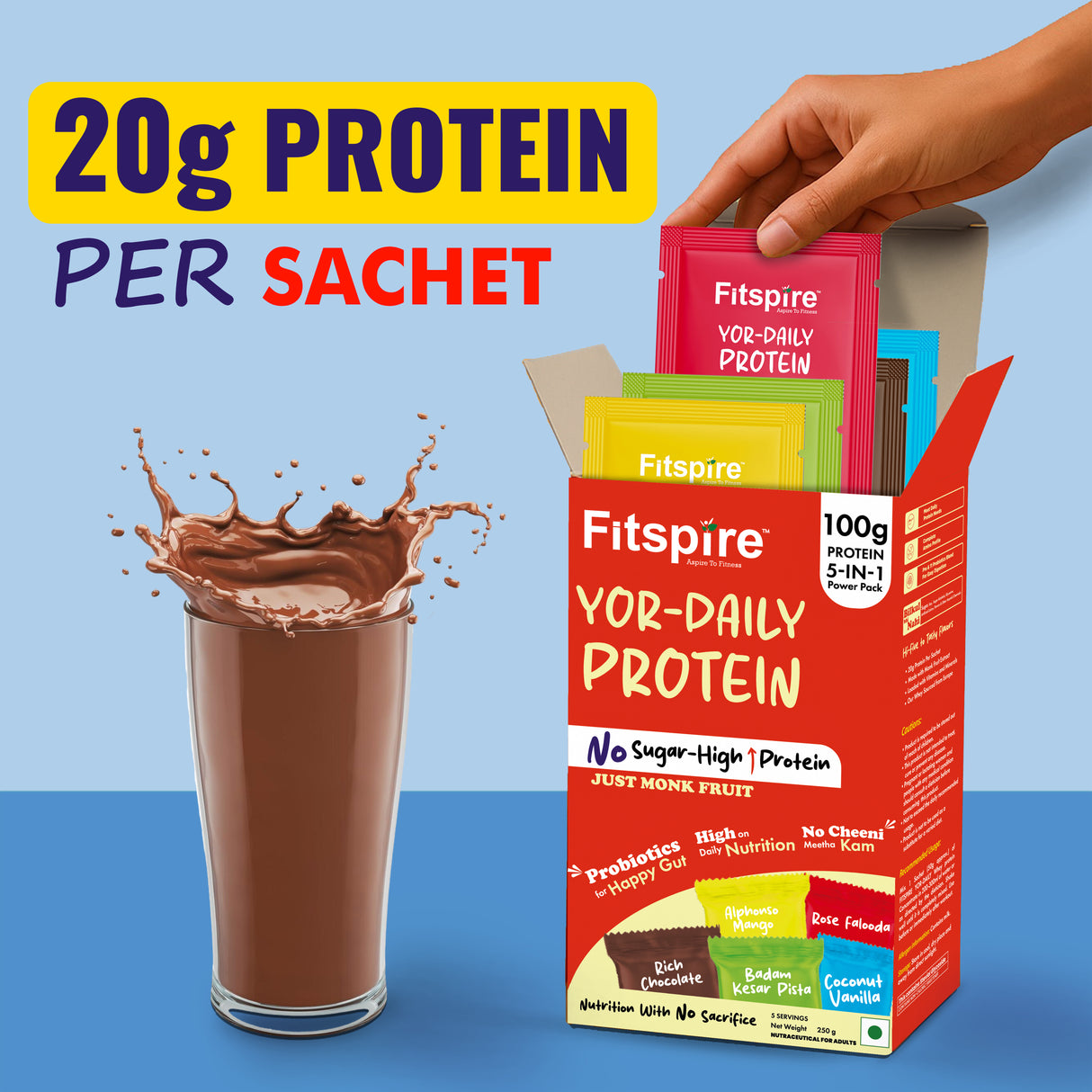 Evika Fit Super Pro Plus Whey Protein (2lbs) + Peanut Butter (Cookie crunch) + Pack of 5 Sachets YOR Protein (50g Sachet with 20g Protein)