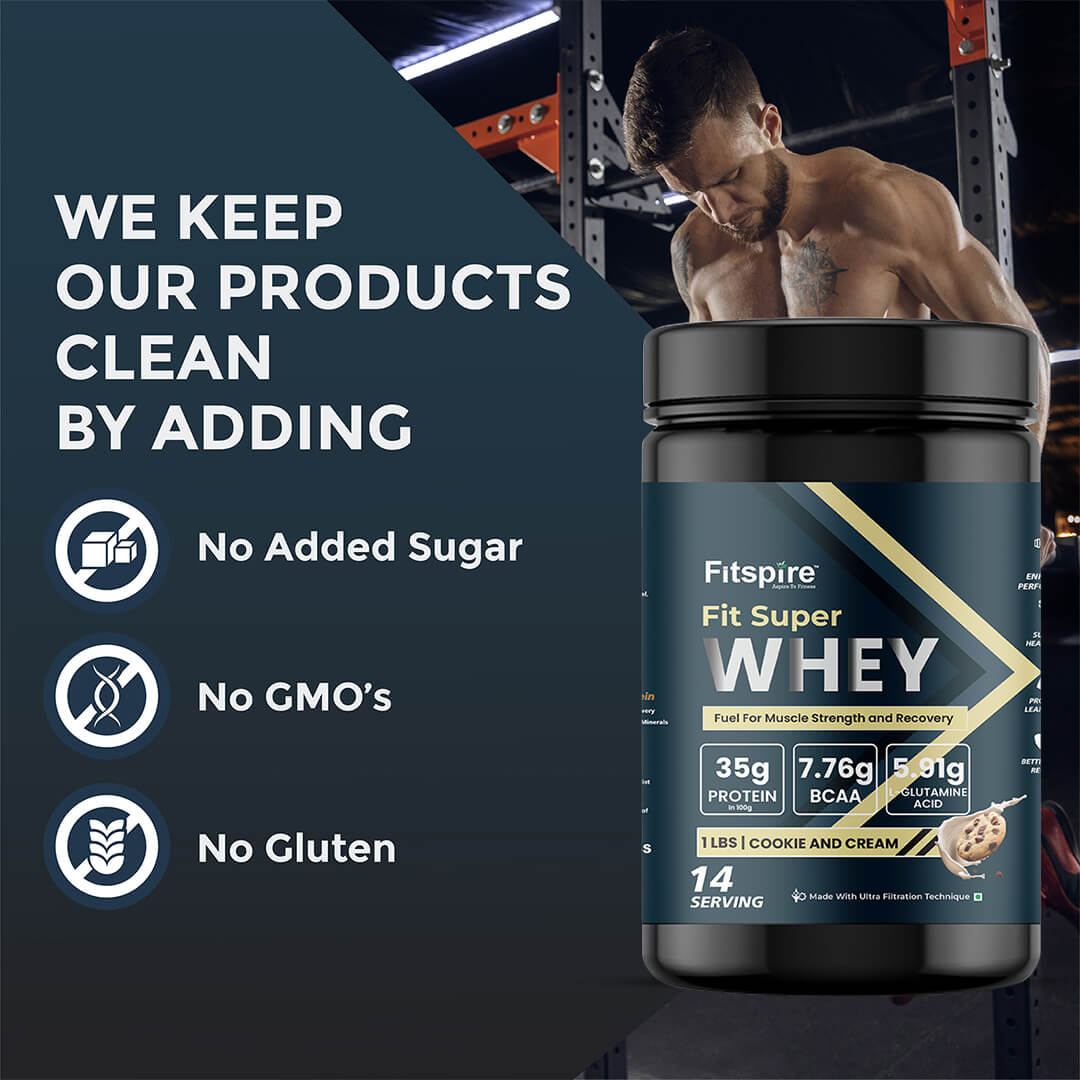Fit Super Whey Protein- Cookie & Cream (1lbs) with Peanut Butter- Choco Crunch