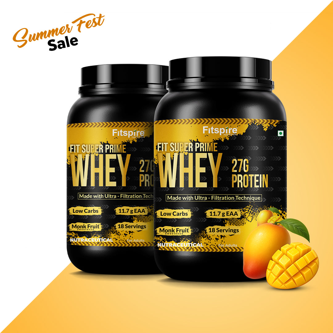 Fit Super Prime Mango Whey Protein 27g – 2LBS x 2LBS Combo Pack (Pack of 2)