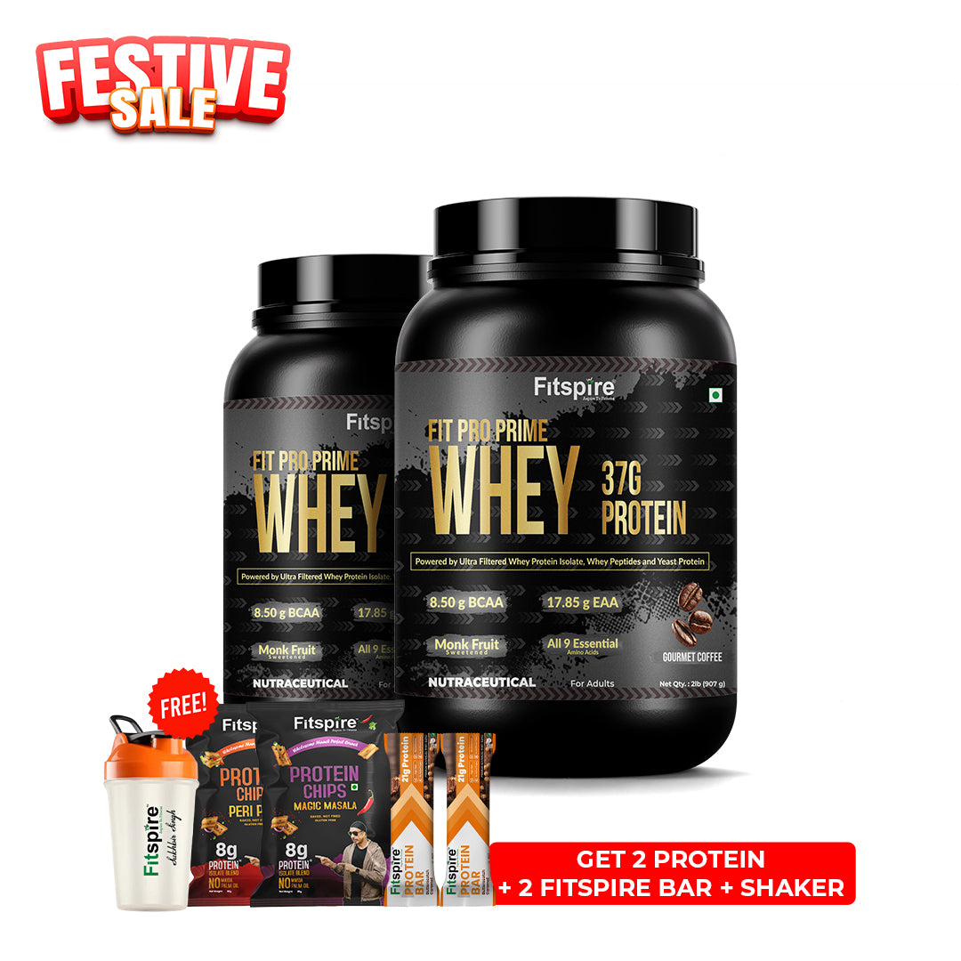 Fit Pro Prime Whey 37g ( Pack Of 2 ) - Gourmet Coffee - Zero Added Sugar - Naturally Sweetened With Monk Fruit