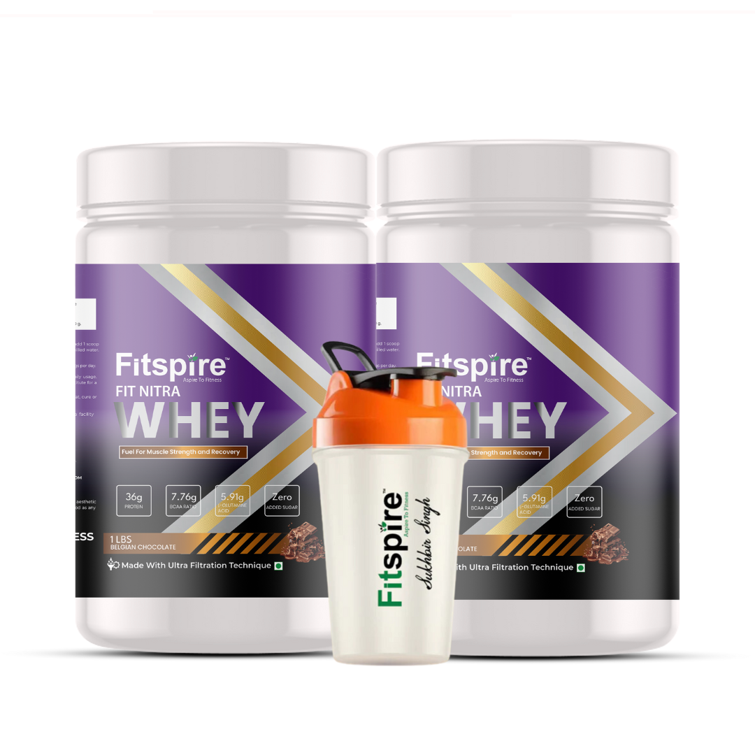 PACK OF 2 FIT NITRA WHEY PROTEIN (1 lbs) WITH SHAKER