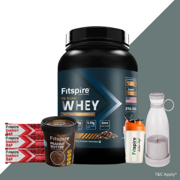 SUPER WHEY PROTEIN WITH PEANUT BUTTER (CRUNCHY CHOCOLATE), 3 ENERGY BAR (FREE SHAKER & JUICER)