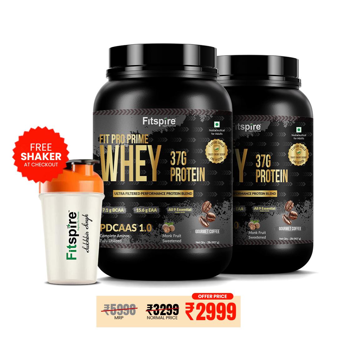 Fit Pro Prime Whey 37g ( Pack Of 2 ) - Gourmet Coffee -