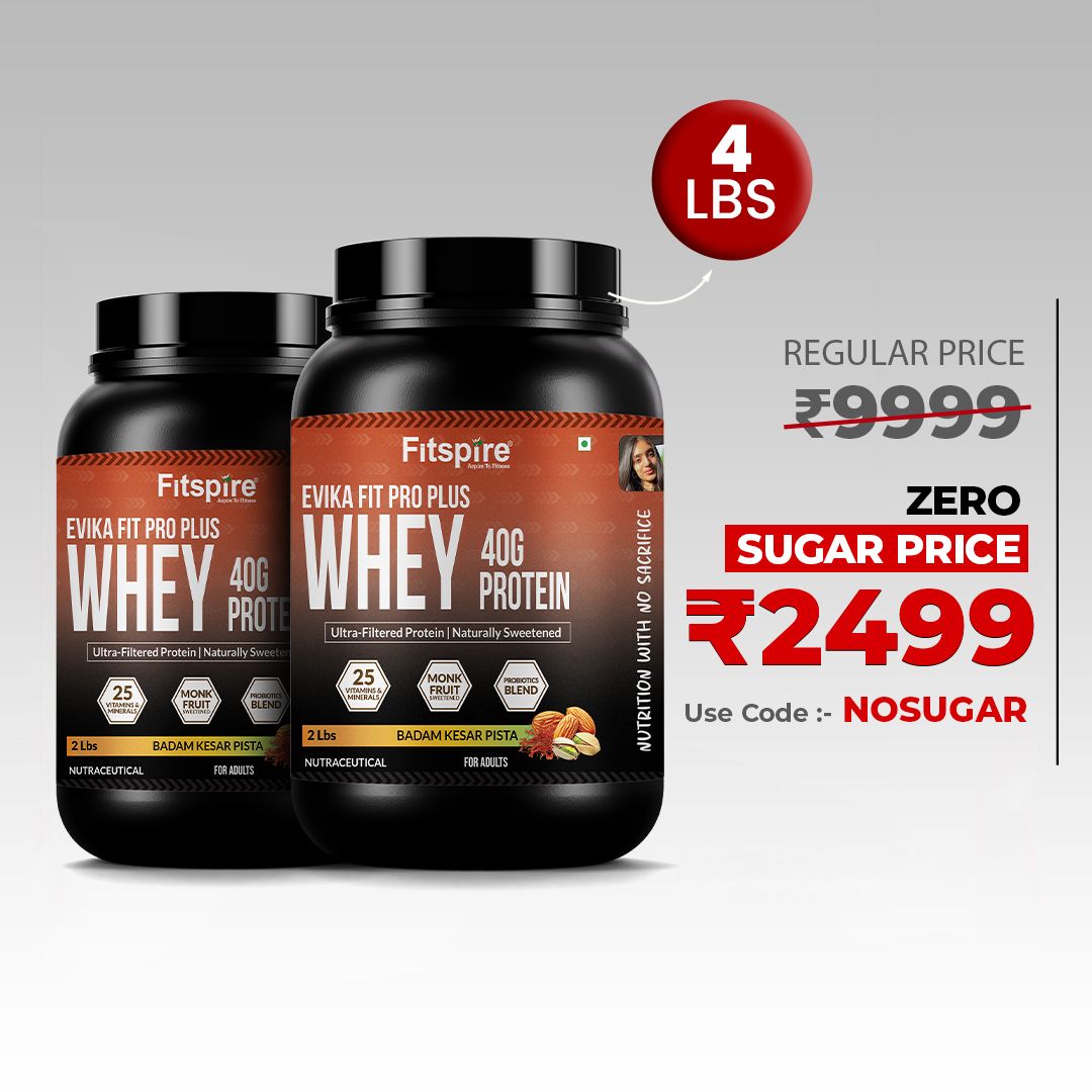 Evika Fit Pro Plus Whey – Badam Kesar Pista | Zero Sugar - 40g Protein | Naturally Sweetened With Monk Fruit