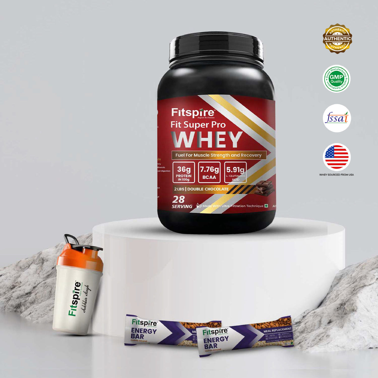 Fit Super Pro Whey Protein With Shaker & 2 Energy Bars
