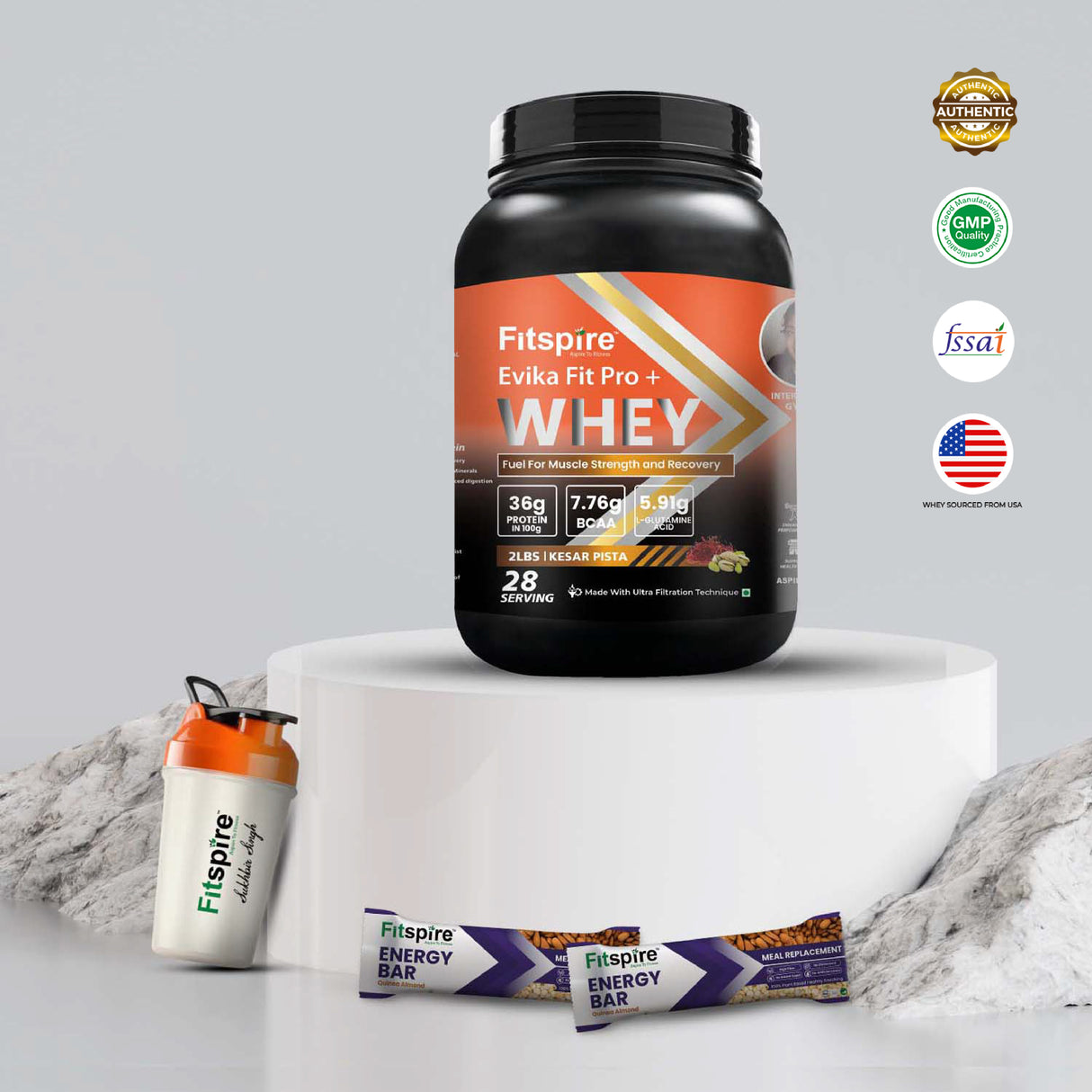 Evika Fit Super Pro Plus Whey Protein With Shaker & 2 Energy Bars
