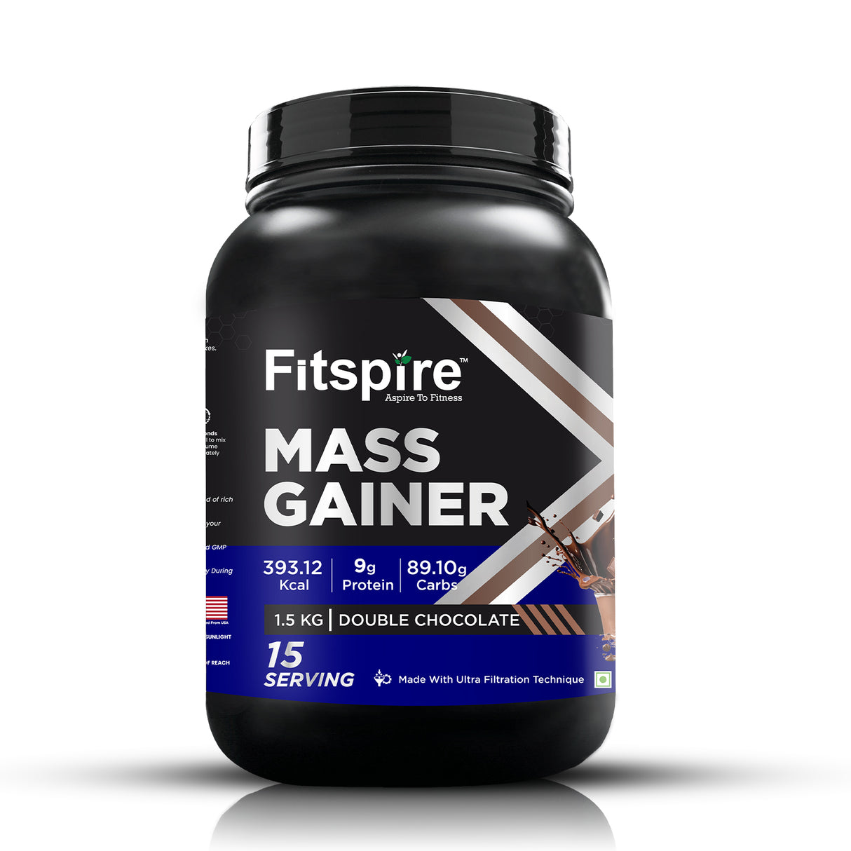 Fitspire Mass Gainer Double Chocolate (1.5 Kg) & Gym Bag