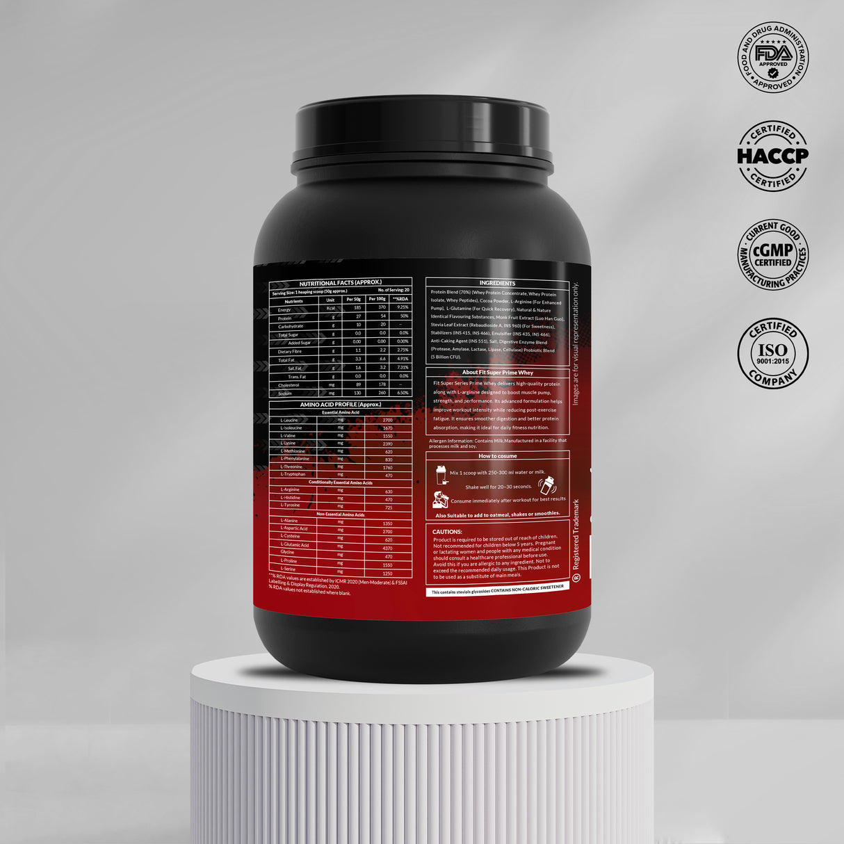 Fit Super Prime Whey Dutché Chocolate-27g High-Protein Content, Probiotic-Enriched & Naturally Sweetened with Monk Fruit for Lean Muscle & Rapid Recovery