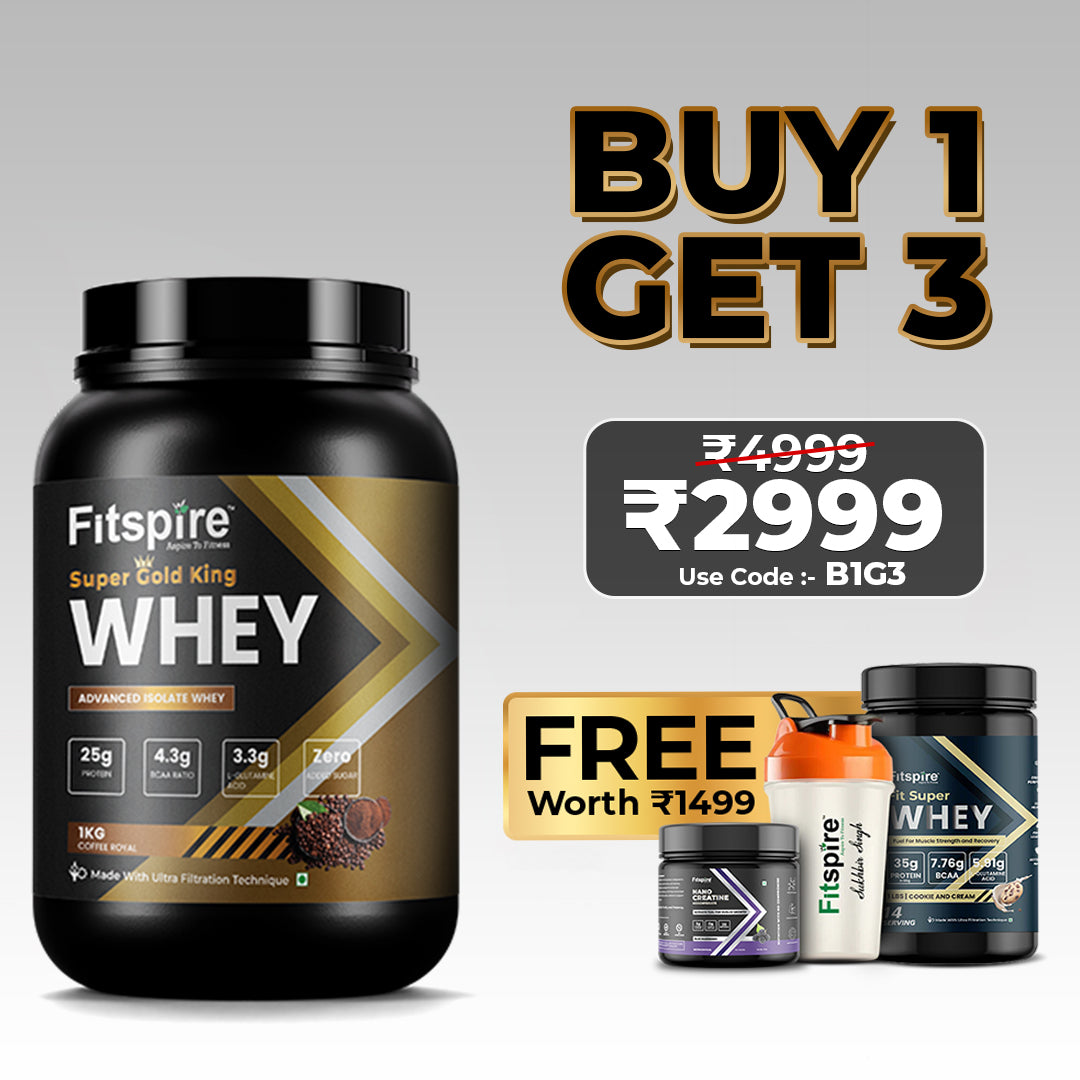 Super Gold King Whey 1kg | Premium Whey Isolate + Concentrate | 25g Protein | Coffee Royal | No Added Sugar