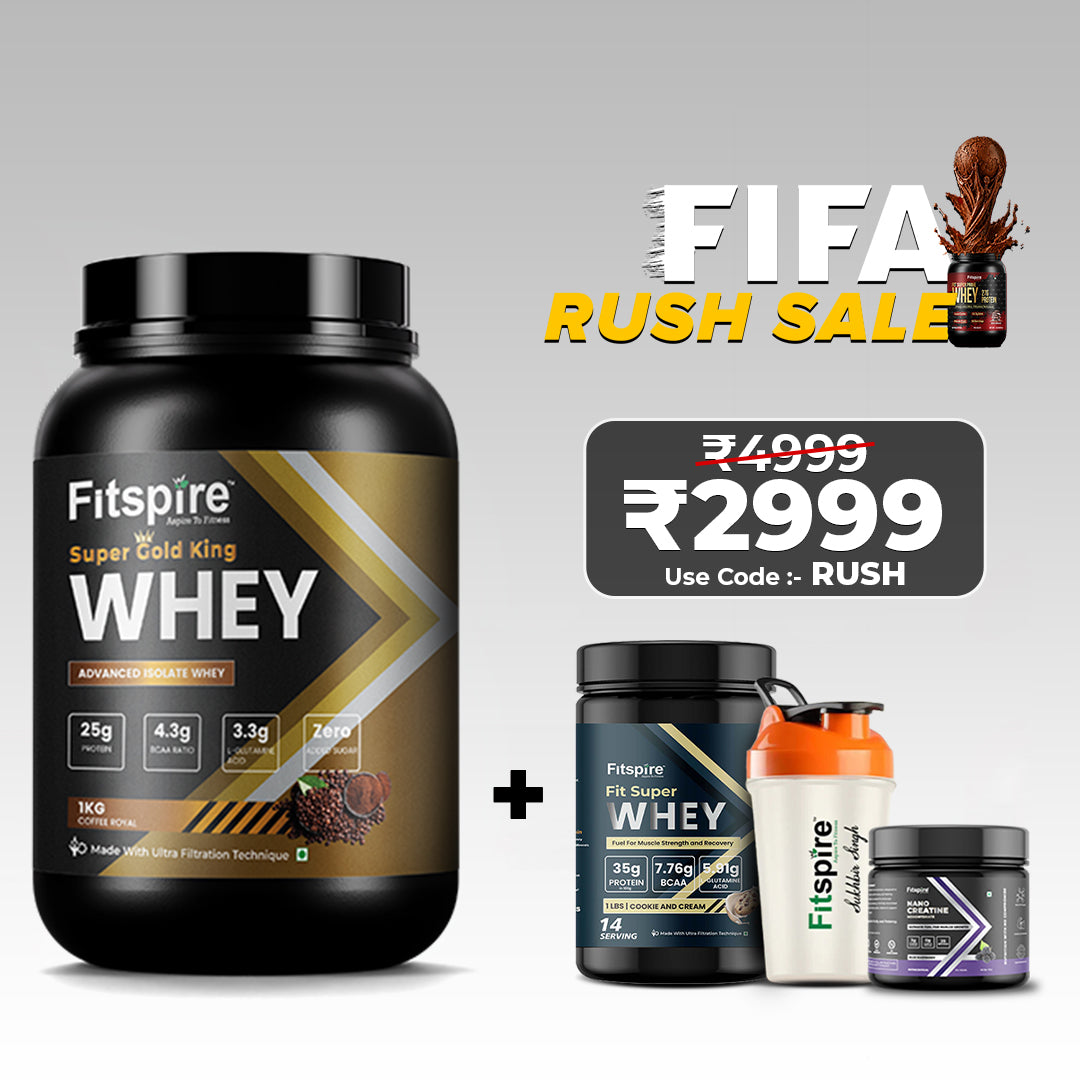 Super Gold King Whey 1kg | Premium Whey Isolate + Concentrate | 25g Protein | Coffee Royal | No Added Sugar