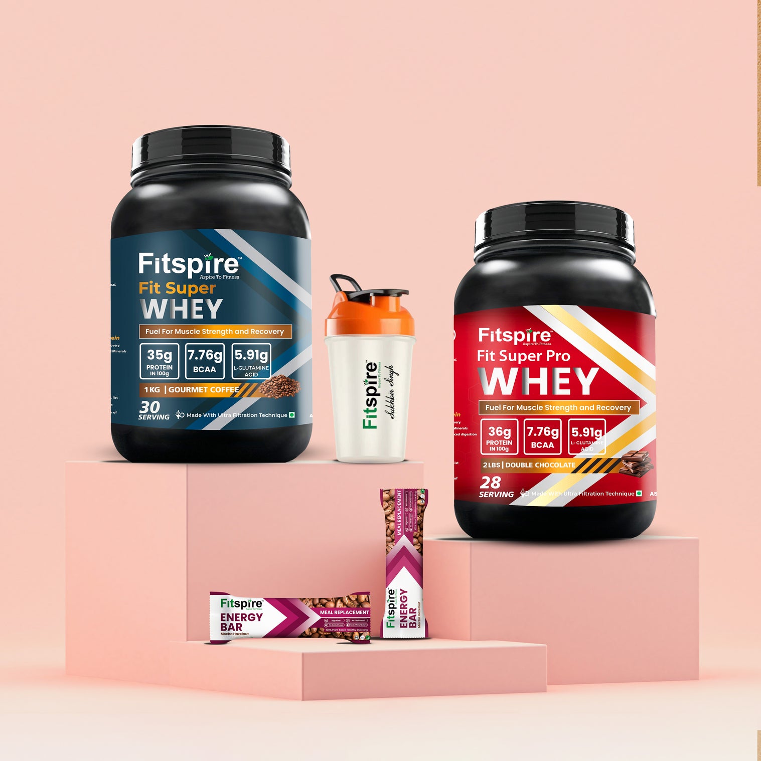 Fit Super Pro Whey Combos + 2 Energy Bars & Shaker