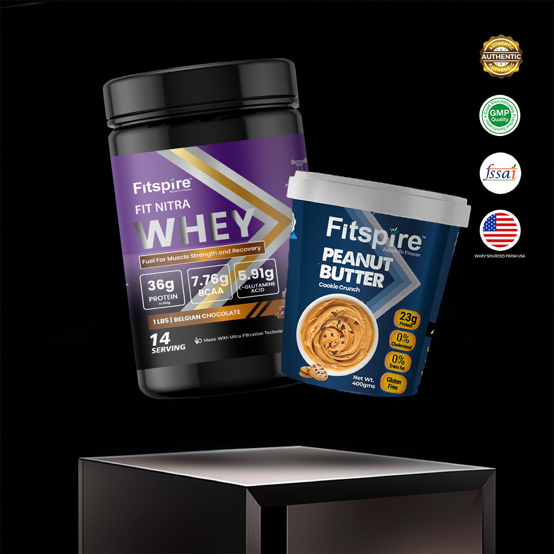 Fit Nitra Whey Protein - Belgian Chocolate (1 Lbs) With Peanut Butter - Cookie & Crunch