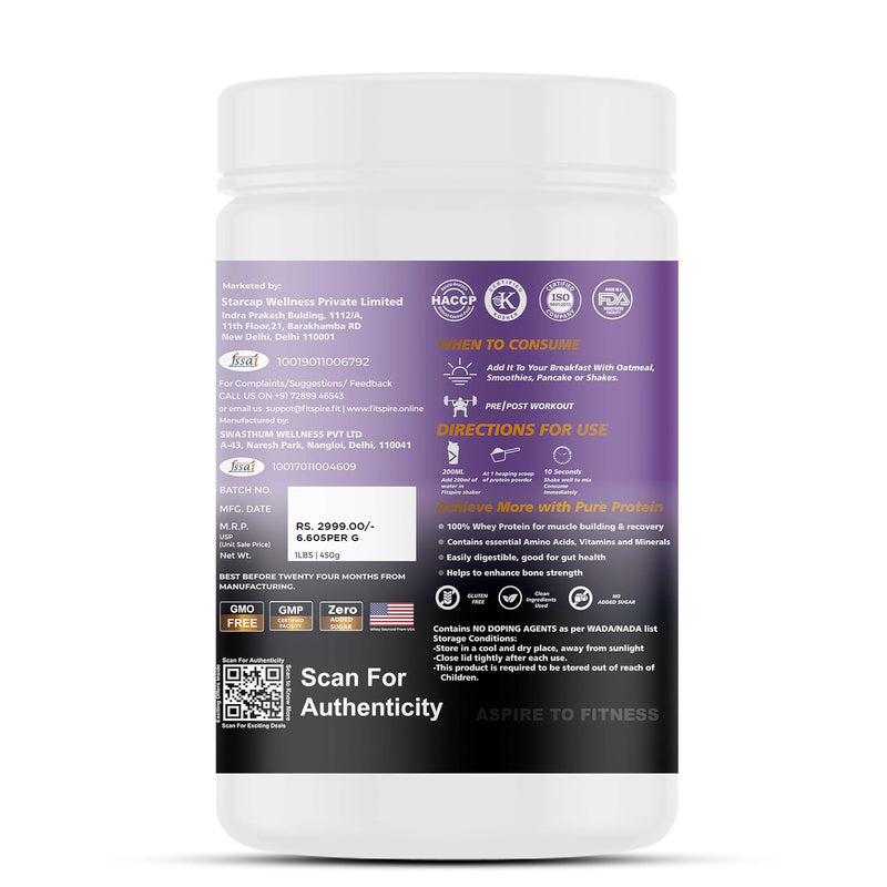 Fit Nitra Whey Protein (1 Lbs) With Portable Blender