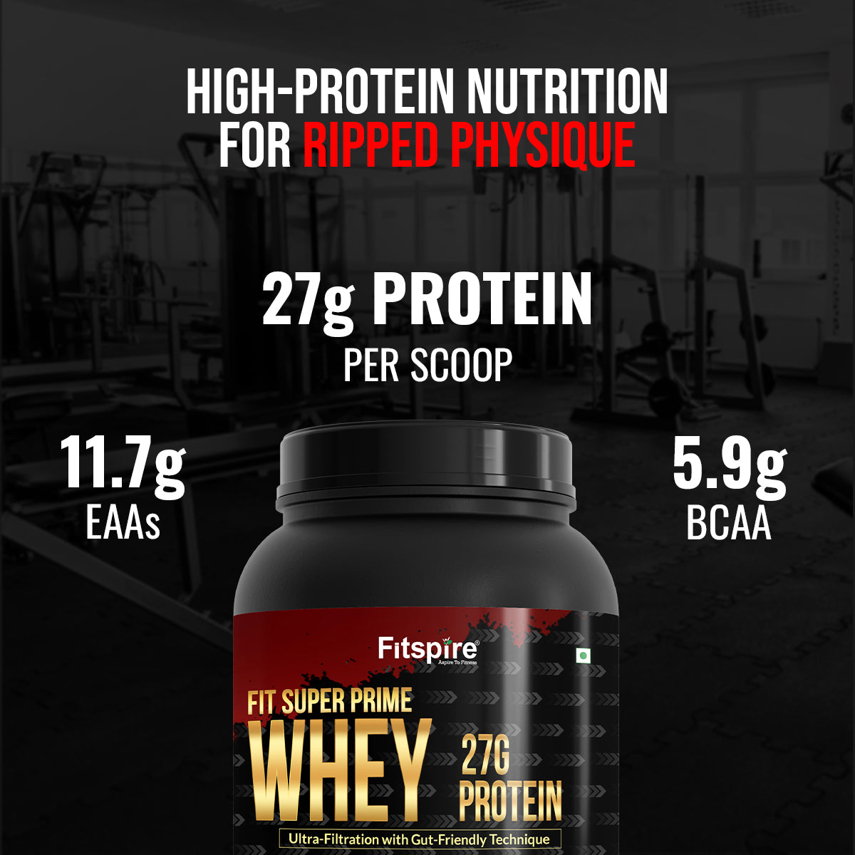 Fit Super Prime Whey Dutché Chocolate-27g High-Protein Content, Probiotic-Enriched & Naturally Sweetened with Monk Fruit for Lean Muscle & Rapid Recovery