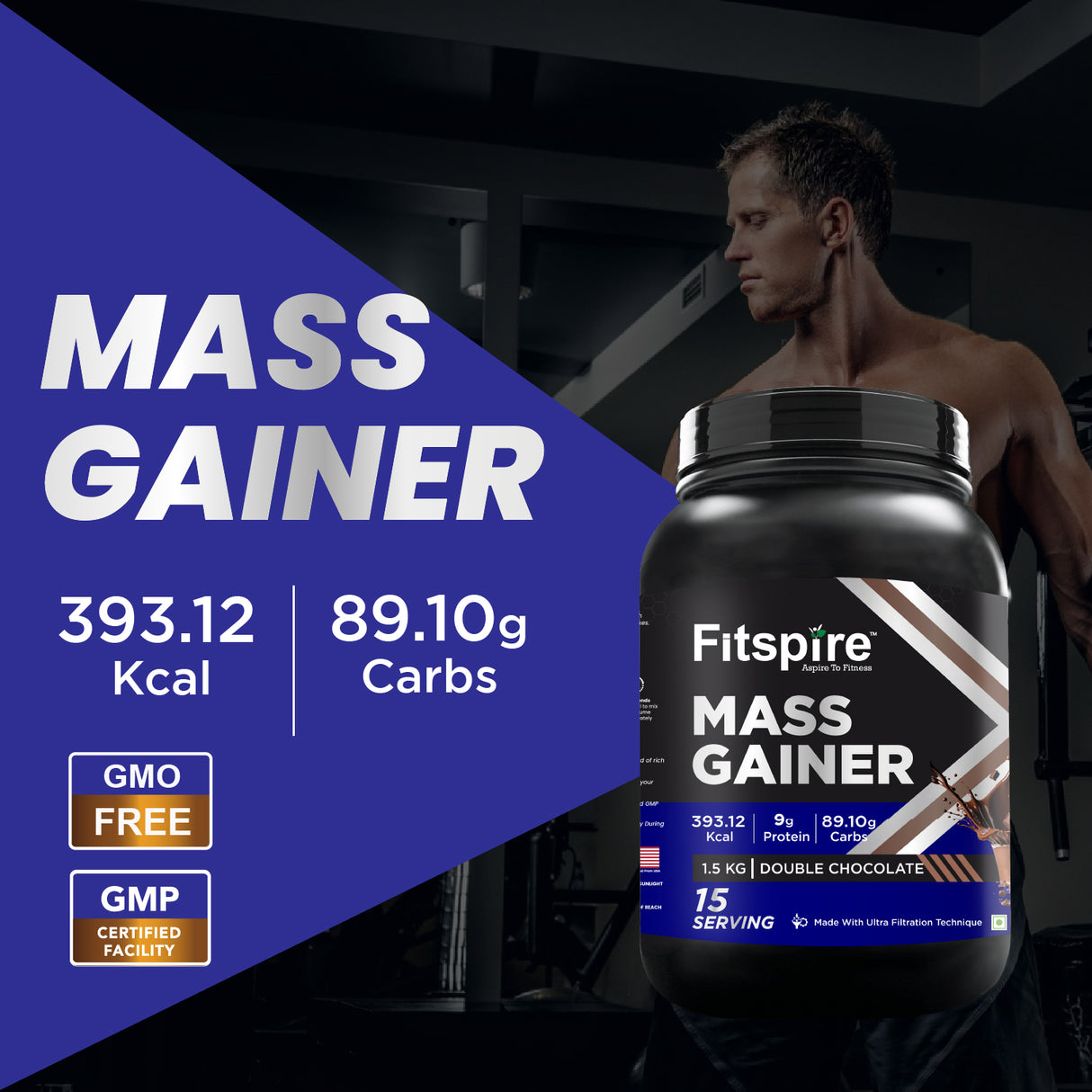 Fitspire Mass Gainer With Free Shaker & 2 Energy Bars