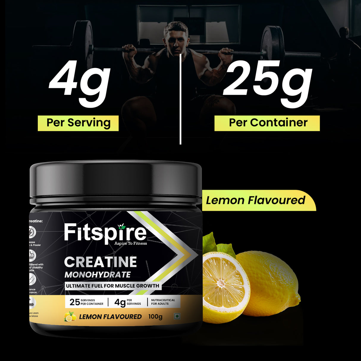 Creatine Monohydrate 100g (Lemon)