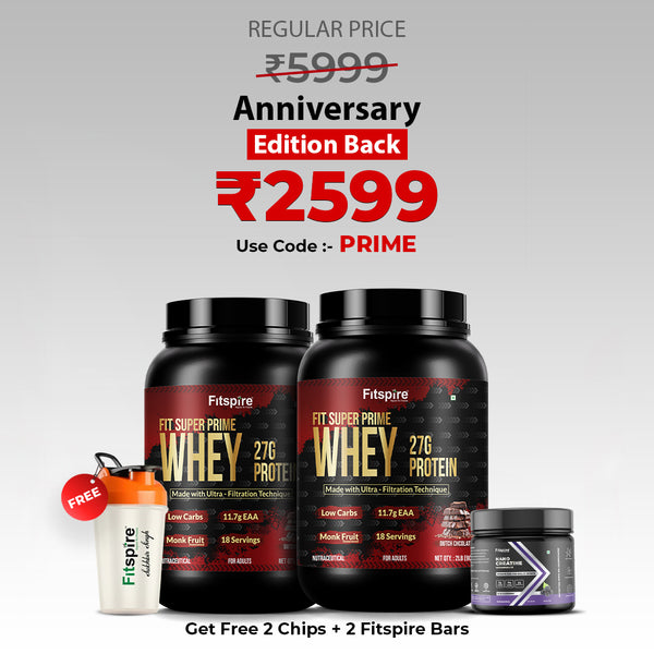 Fit Super Prime Whey 27g  - Dutch Chocolate | 2 x 2 LBS With Nano Creatine and Free Shaker