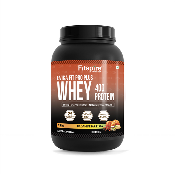 Evika Fit Pro Plus Protein Powder – Badam Kesar Pista High-Protein Content, Probiotic-Enriched & Naturally Sweetened with Monk Fruit