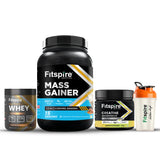 FITSPIRE MASS GAINER - (1.5 KG) WITH ROYAL KING WHEY PROTEIN (165 gm) WITH CREATINE & FREE SHAKER