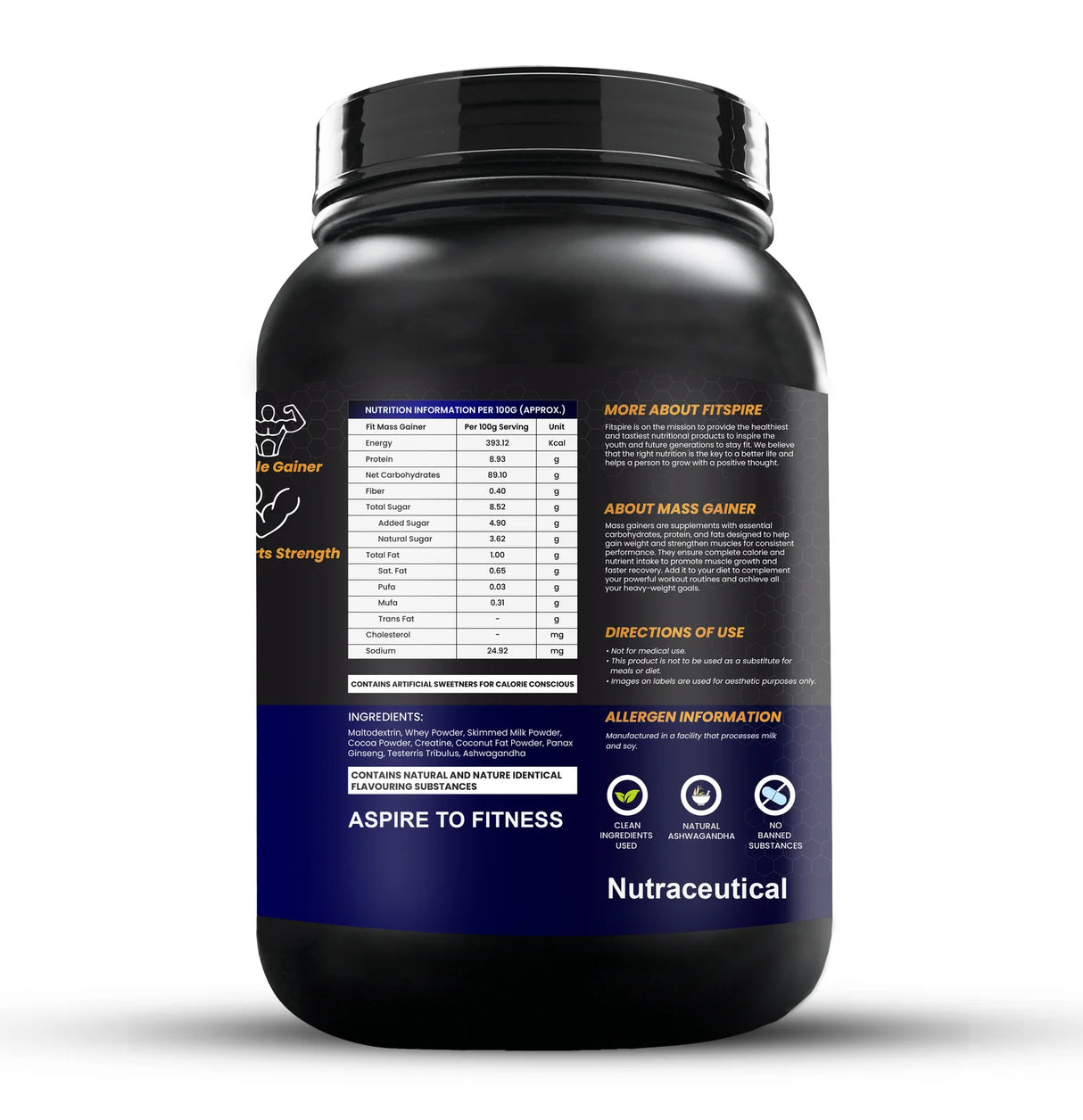 Mass Gainer Double Chocolate (1.5 Kg) + Nitra Whey 1 Lbs + Creatine