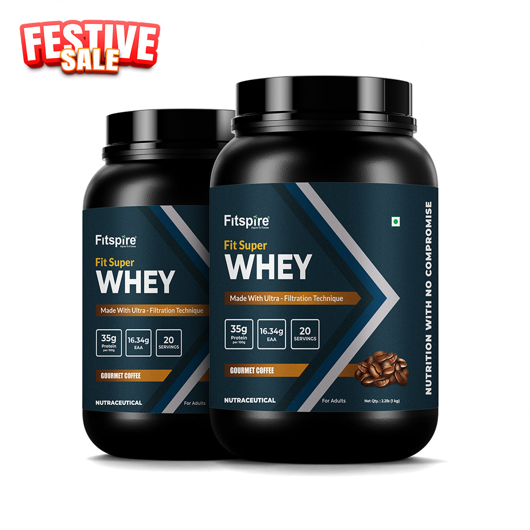 Fitspire Fit Super Whey Protein | Gourmet Coffee | 1 kg | 35 g Protein per 100 g | Digestive Enzymes & Vitamins and Minerals | No Added Sugar | 2LBS + 2 LBS