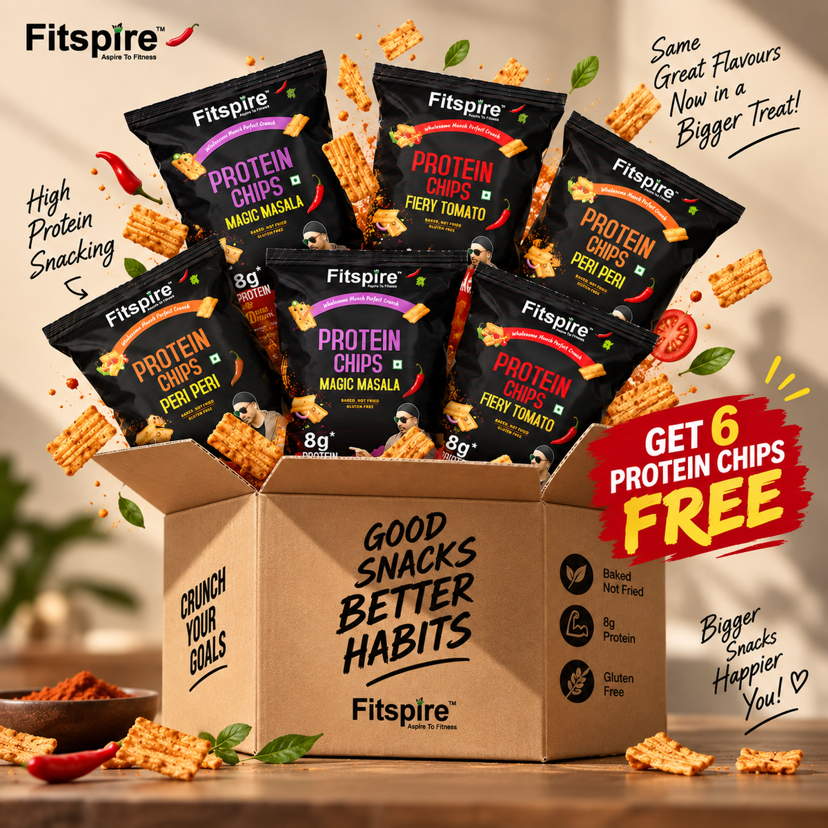 Pack Of 6 Assorted Protein Chips