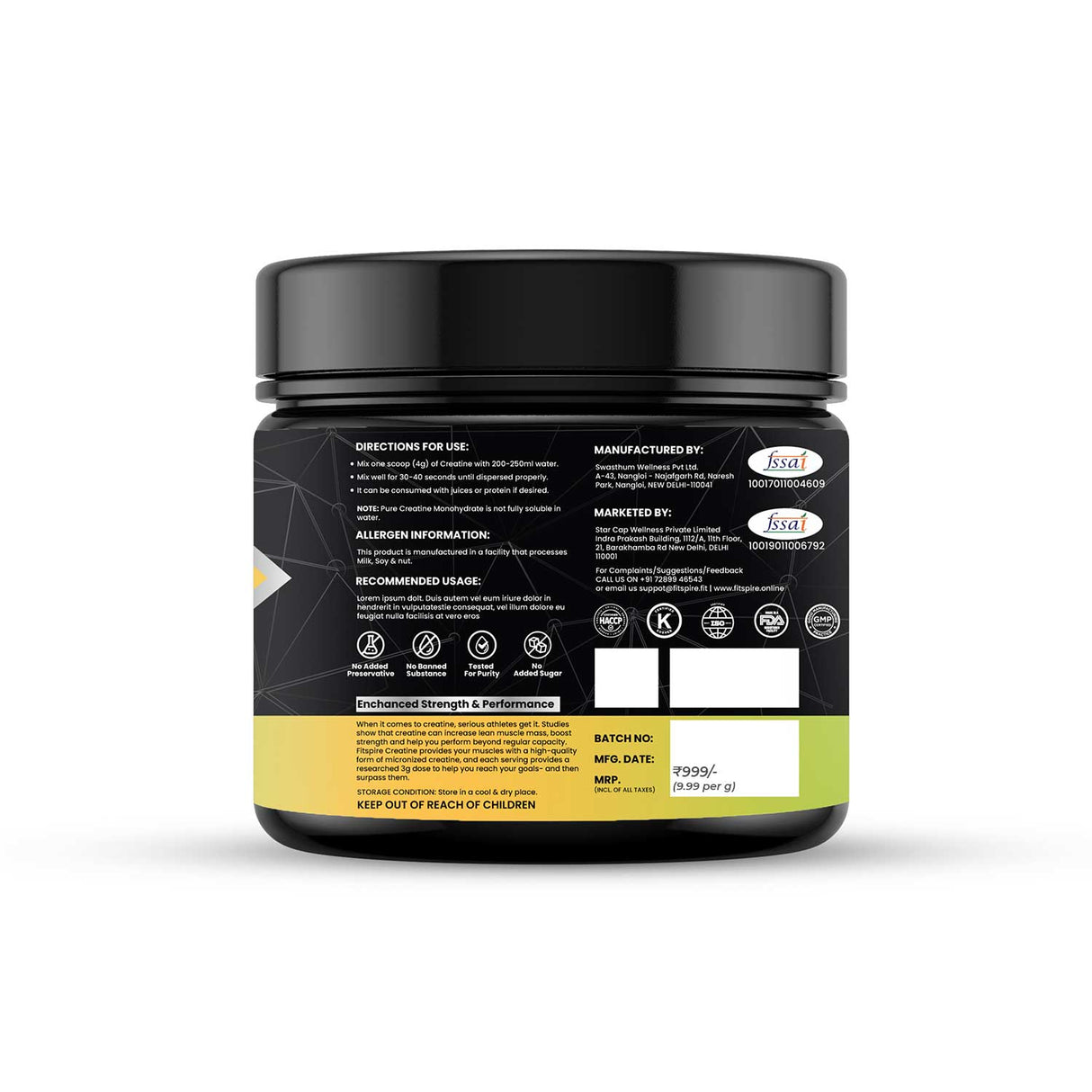 Creatine Monohydrate 100g (Lemon)