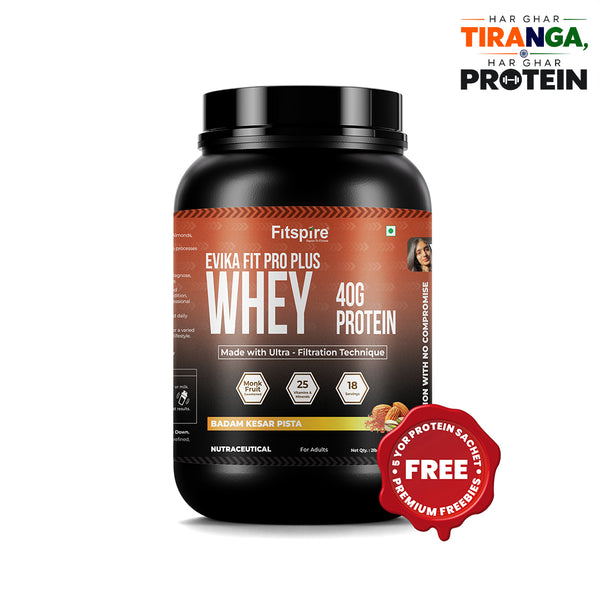 Evika Fit Pro Plus Protein Powder – Badam Kesar Pista High-Protein Content, Probiotic-Enriched & Naturally Sweetened with Monk Fruit