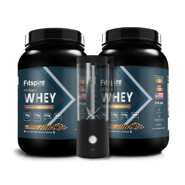Super Whey Protein - Gourmet Coffee (Pack of 2) With Blender