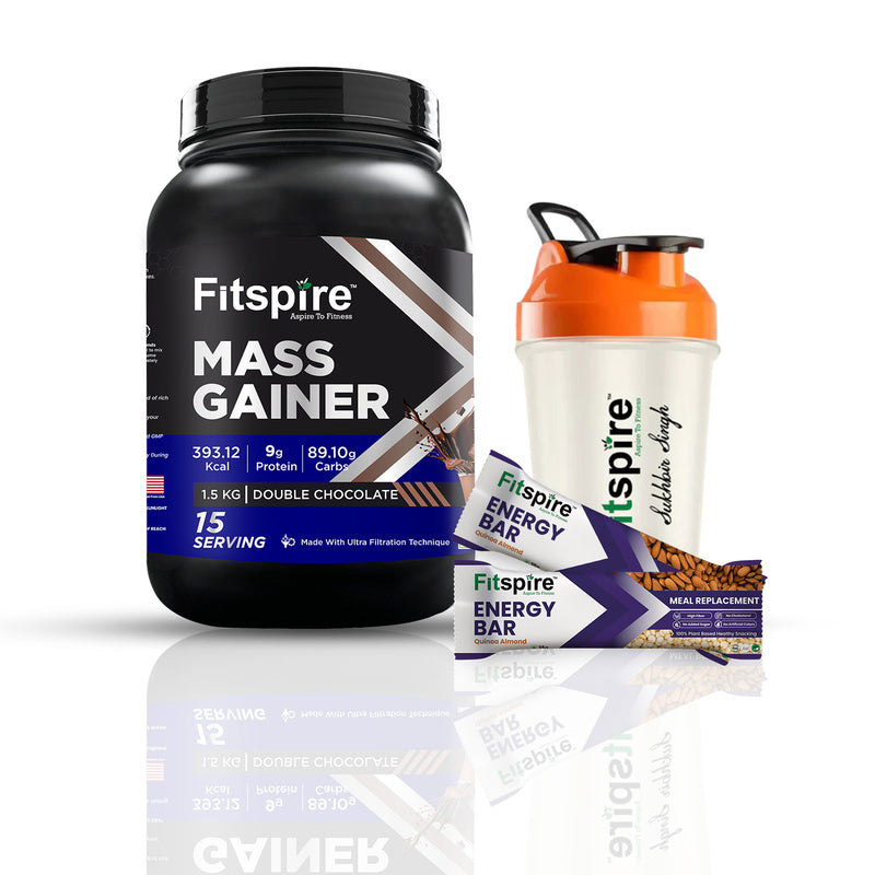 Fitspire Mass Gainer With Free Shaker & Pack Of 2 Energy Bars