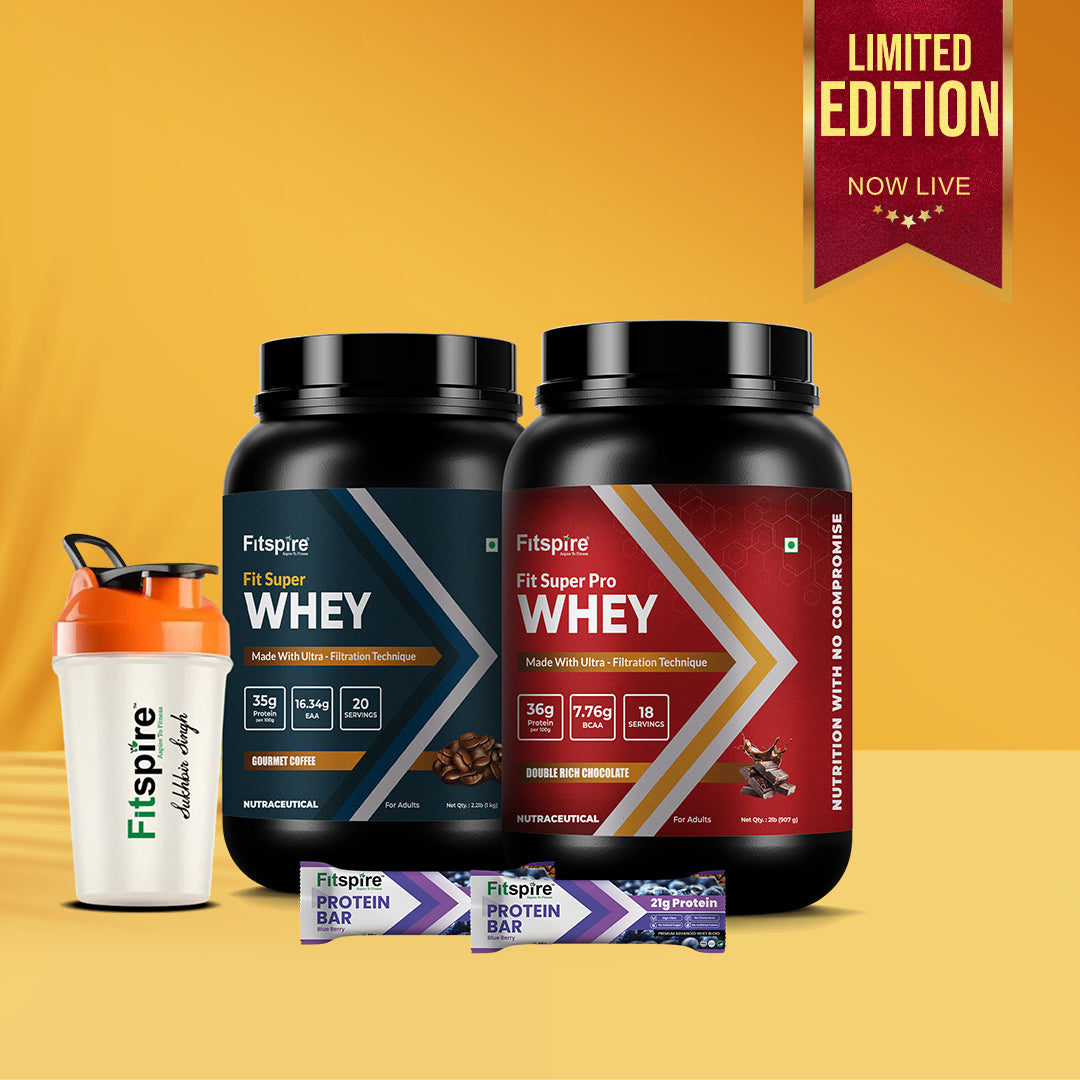 Fitspire Super Whey Protein Duo – Gourmet Coffee + Double Chocolate (Pack of 2)