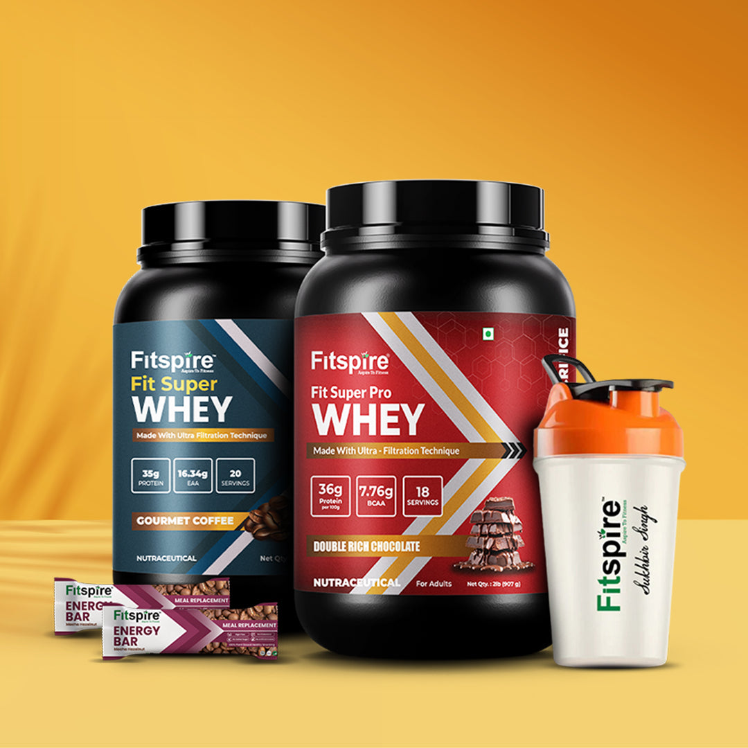 Fitspire Super Whey Protein Duo – Gourmet Coffee + Double Chocolate (Pack of 2)