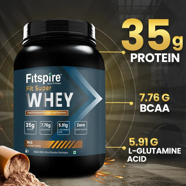 Super Whey Protein (Gourmet Coffee Flavor) with Protein bar Pack of 6 (Combo)