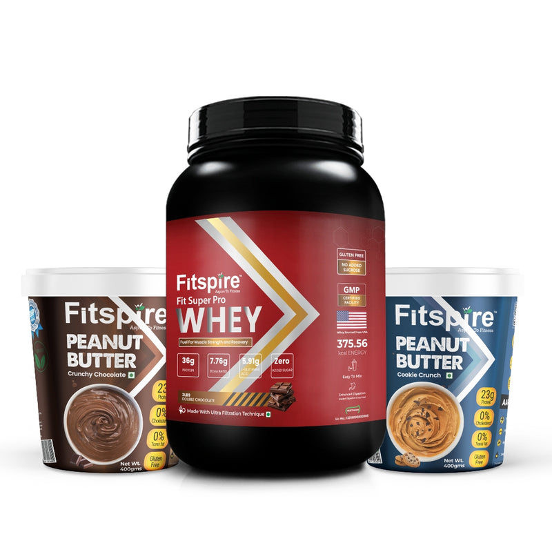 FIT WHEY PROTEIN WITH PEANUT BUTTER COOKIE CRUNCH & CHOCO CRUNCH