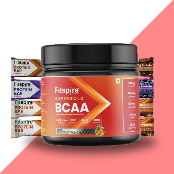 SUPER GOLD BCAA (MIX FRUIT) WITH 8 MINI PROTEIN BARS
