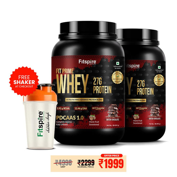 Fit Super Prime Whey Dutch Chocolate – 27g Per Scoop –  907g Each (Pack of 2)