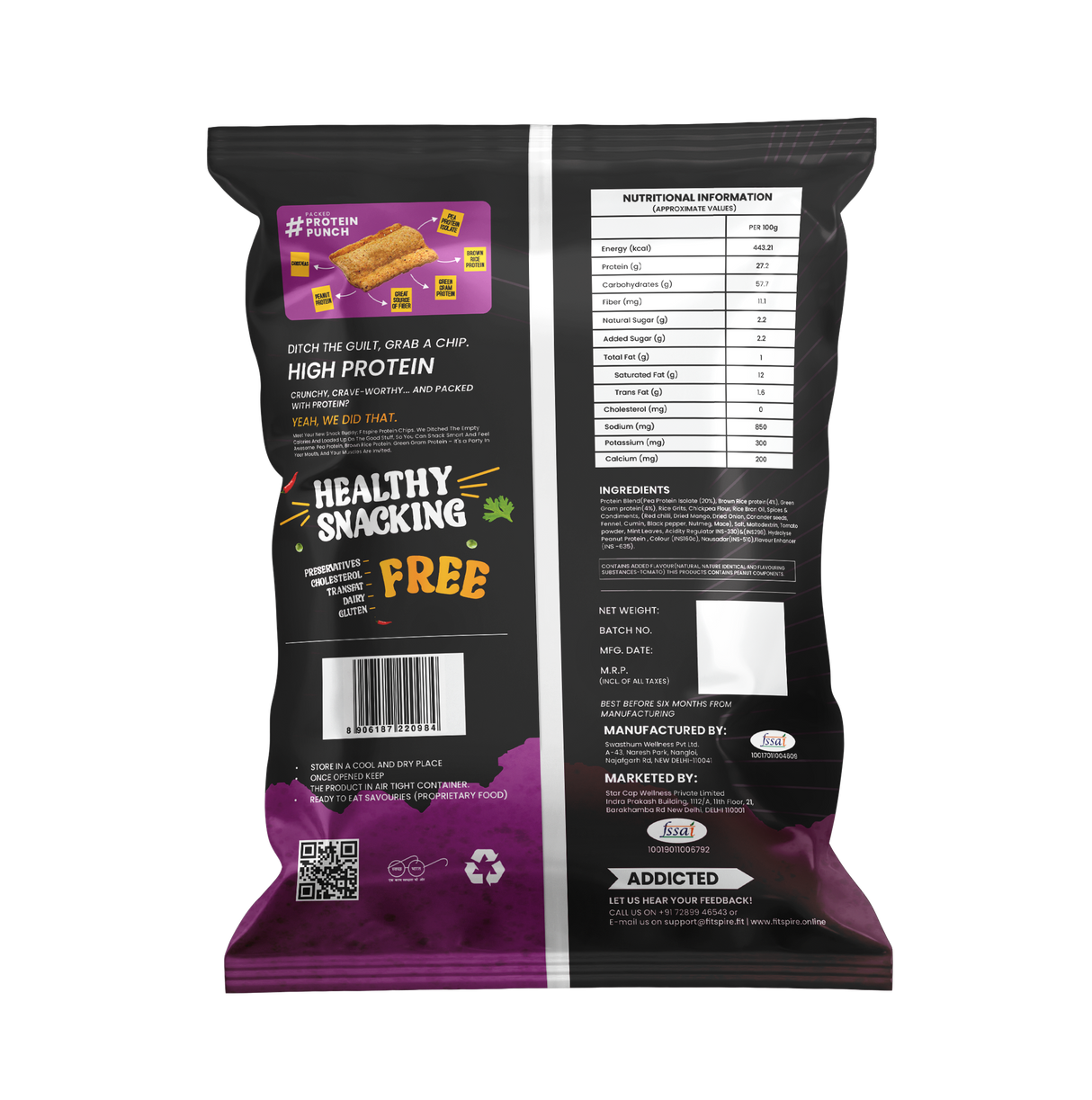 Fitspire Protein Chips ( Pack of 6 ) – Assorted Flavors (37g)