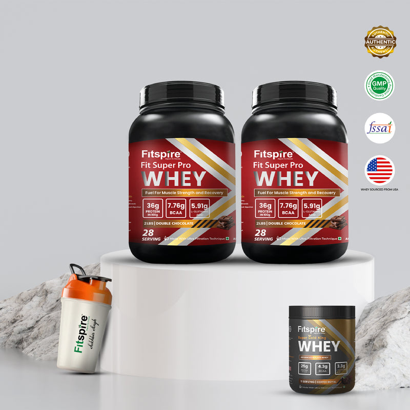 Fit Whey Protein (Pack Of 2) With King Gold Whey & Free Shaker