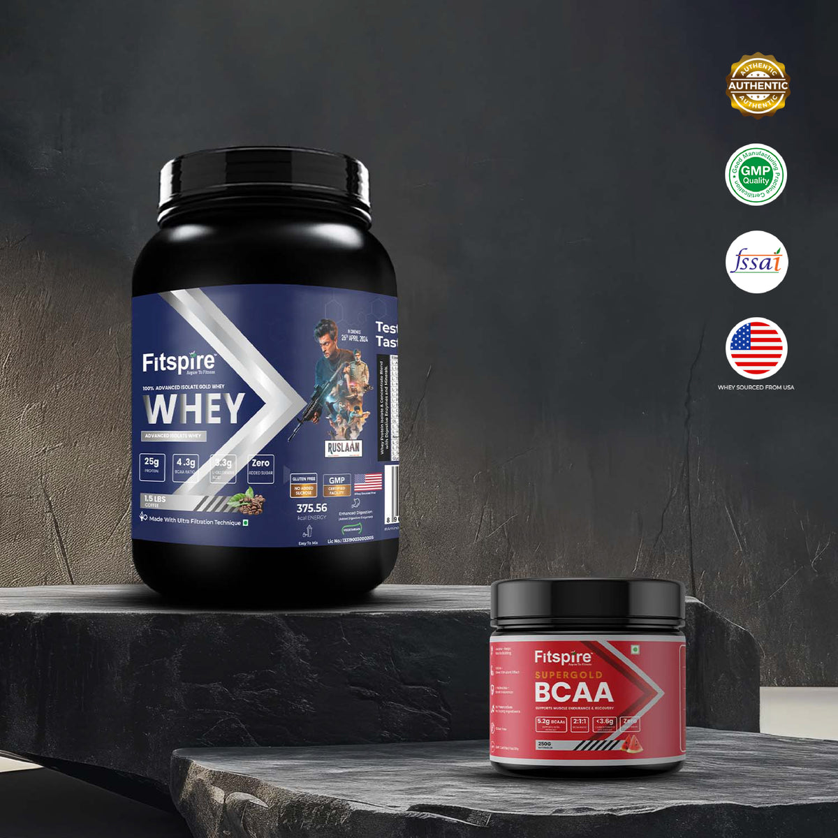 100% Advanced Isolate Gold Whey (1.5 Lbs) With Supergold BCAA - Watermelon (250g)