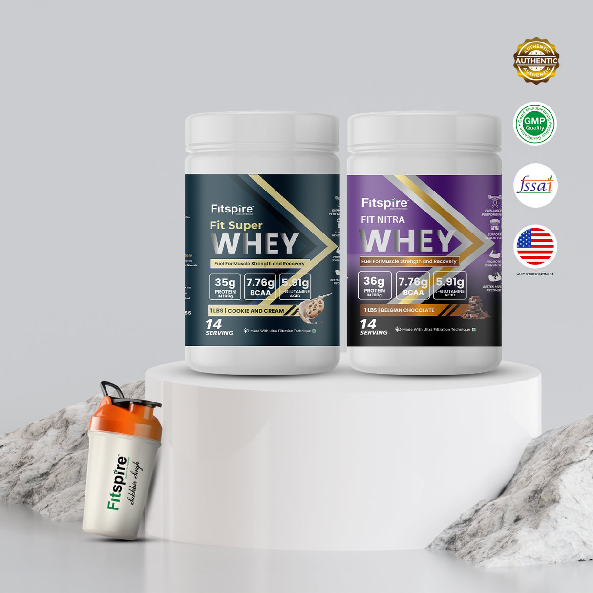 Fit Nitra Whey (1 Lbs) + Fit Super Whey With Shaker