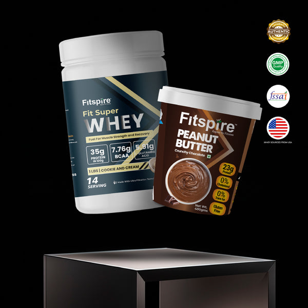 Fit Super Whey Protein- Cookie & Cream (1lbs) with Peanut Butter- Choco Crunch