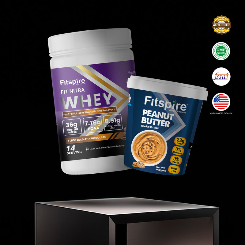 Fit Nitra Whey Protein - Belgian Chocolate (1 Lbs) With Peanut Butter - Cookie & Crunch