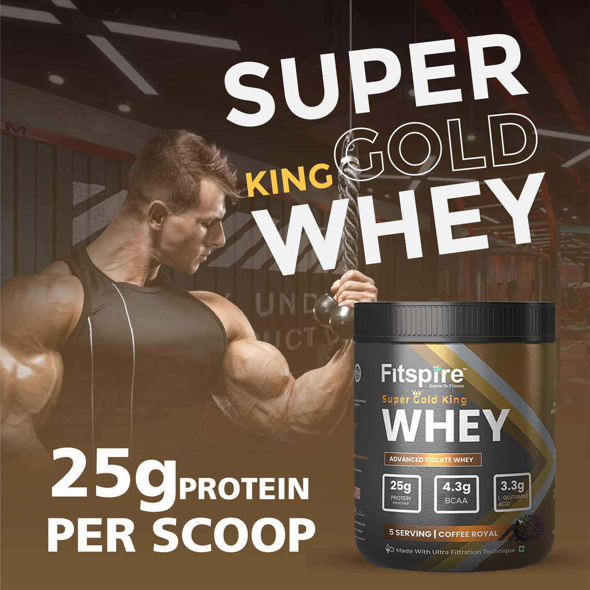 Fitspire Mass Gainer - (1.5 Kg) With Super King Gold Whey Protein (165 Gm) & Free Shaker