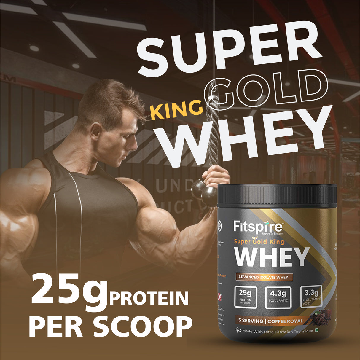 Super King Gold Whey Isolate - Coffee Royal (165g) With Creatine Monohydrate