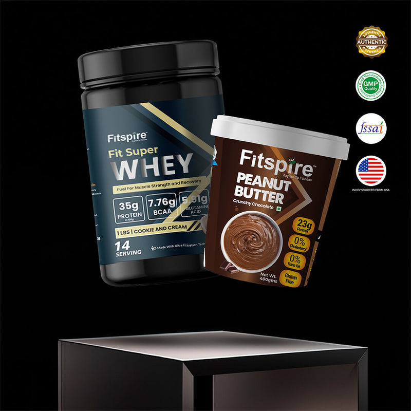 Fit Super Whey Protein- Cookie & Cream (1lbs) with Peanut Butter- Choco Crunch