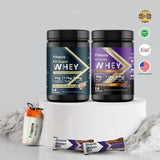 Pack of 2 Nitra Whey (1lbs) + Pack of 2 Energy Bars with Shaker