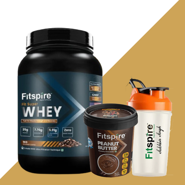fitspire super whey protein with peanut butter and shaker, whey protein powder, protein, whey, protien, whey protein 1kg, gold whey protein, gym protein, whey protein powder 1kg, whey protein for women