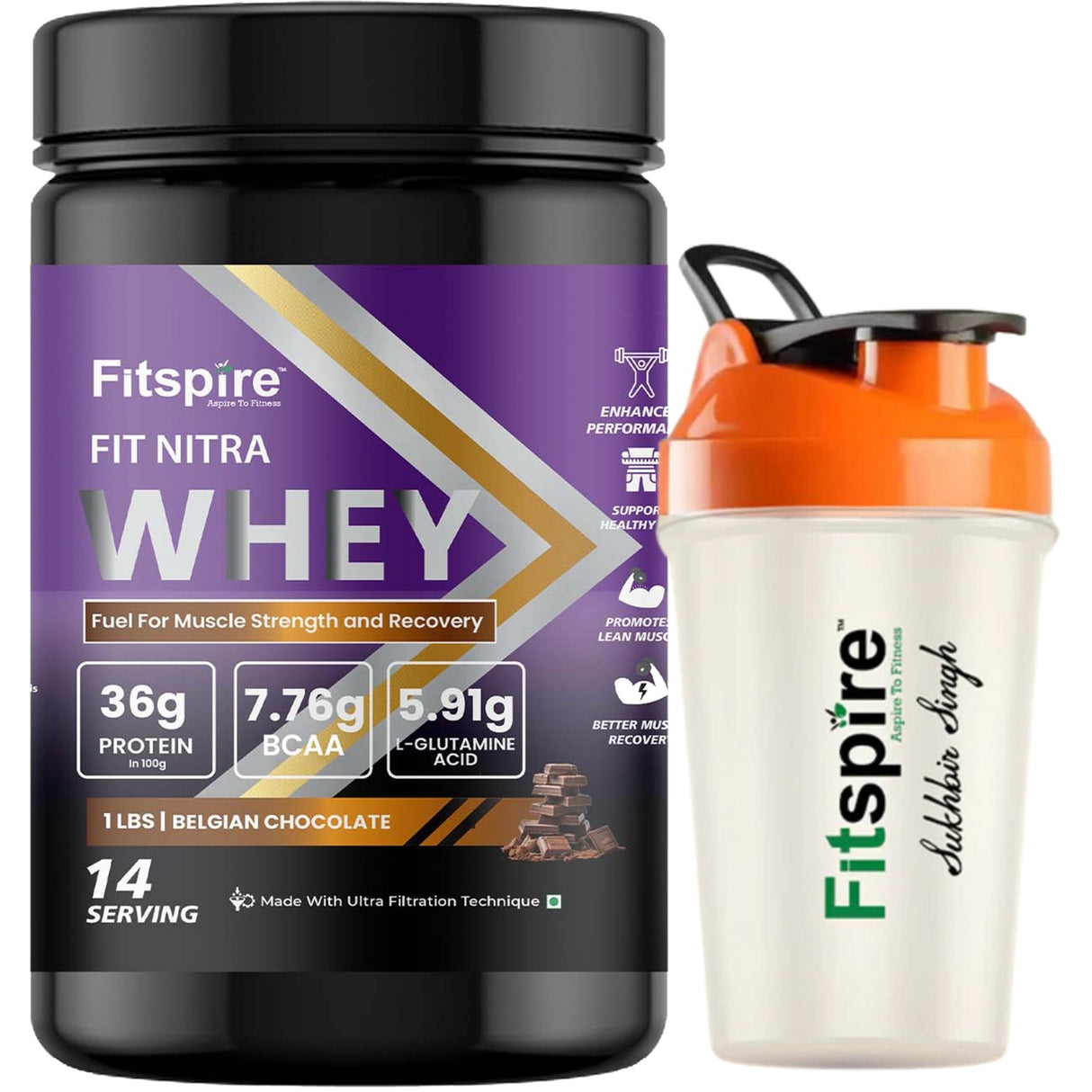 Fit Super Pro Whey Protein - Double Chocolate (2Lbs) With Shaker