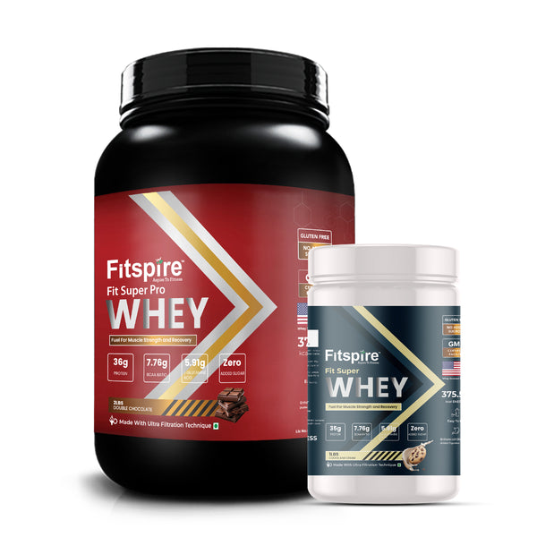 FIT SUPER PRO WHEY PROTEIN- DOUBLE CHOCOLATE (2 LBS ) + FIT SUPER COOKIE & CREAM (1 LBS)