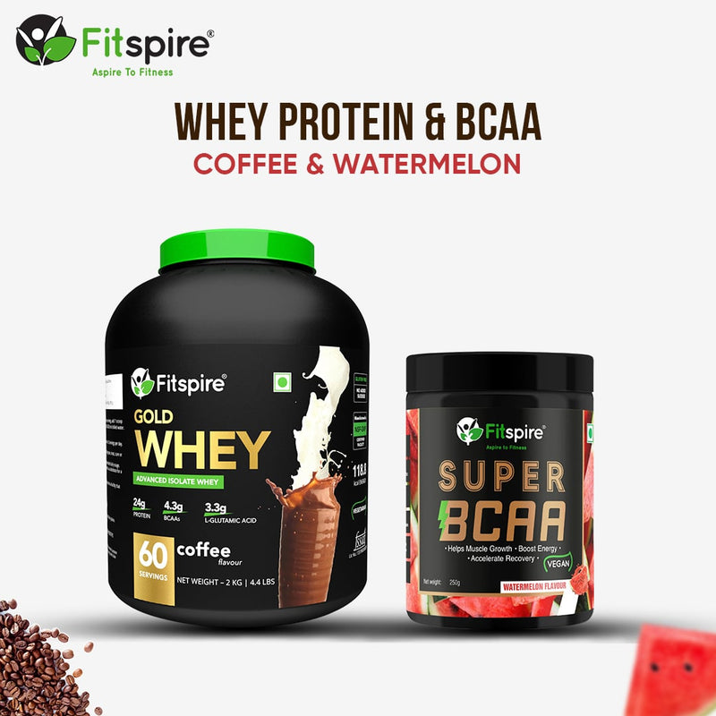 Fitspire Gold Isolate Whey Protein 2kg Coffee with BCAA Watermelon